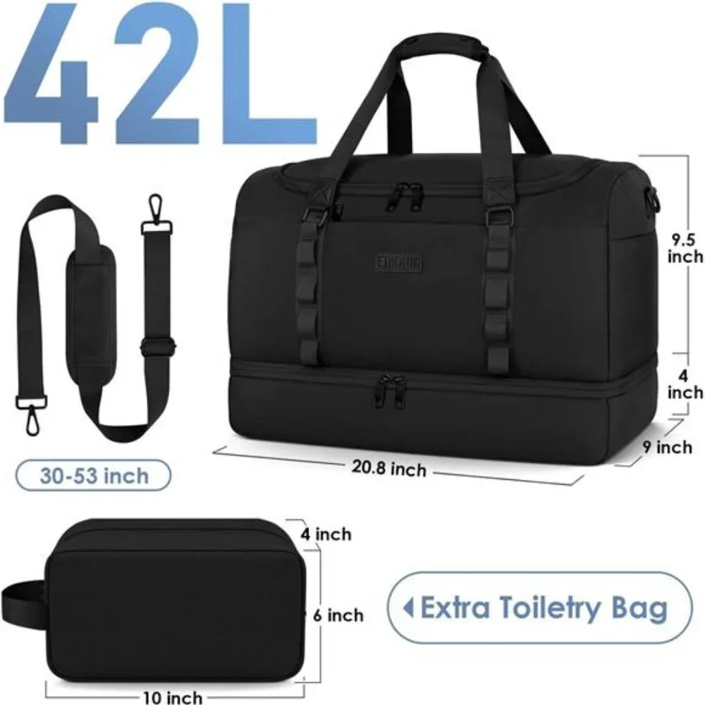 Travel Bag for Men Women, Duffle Bag & Gym Bag with Shoe Compartment, Weekender
